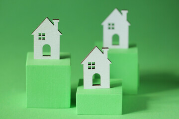 Sustainability concept House Model And Green block. Property investment real estate, house mortgage...