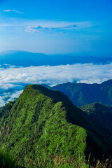 Breathtaking mountain view over a sea of clouds nature landscape high altitude serene environment scenic perspective adventure travel