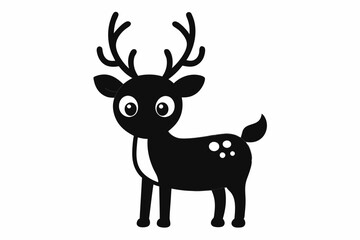 Cute Reindeer Silhouette Vector, Deer Silhouette, Baby Deer Silhouette Vector