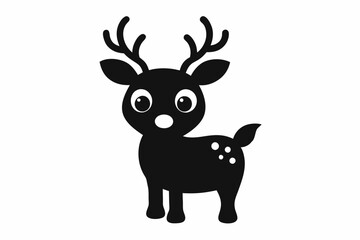 Cute Reindeer Silhouette Vector, Deer Silhouette, Baby Deer Silhouette Vector