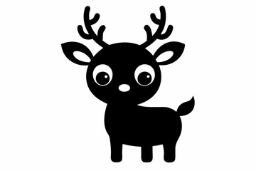 Cute Reindeer Silhouette Vector, Deer Silhouette, Baby Deer Silhouette Vector