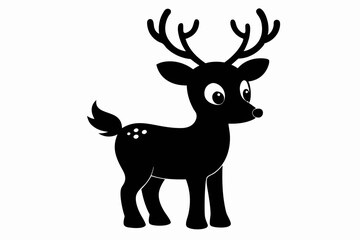 Cute Reindeer Silhouette Vector, Deer Silhouette, Baby Deer Silhouette Vector