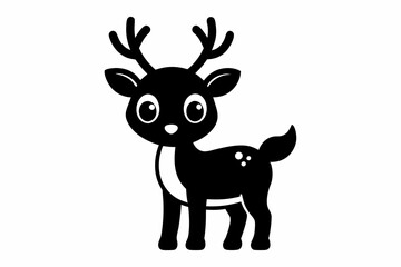 Cute Reindeer Silhouette Vector, Deer Silhouette, Baby Deer Silhouette Vector