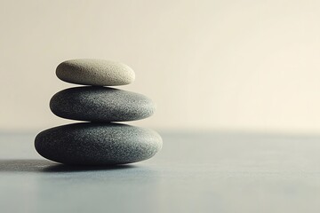 Balanced gray stones in a Zen-like stack