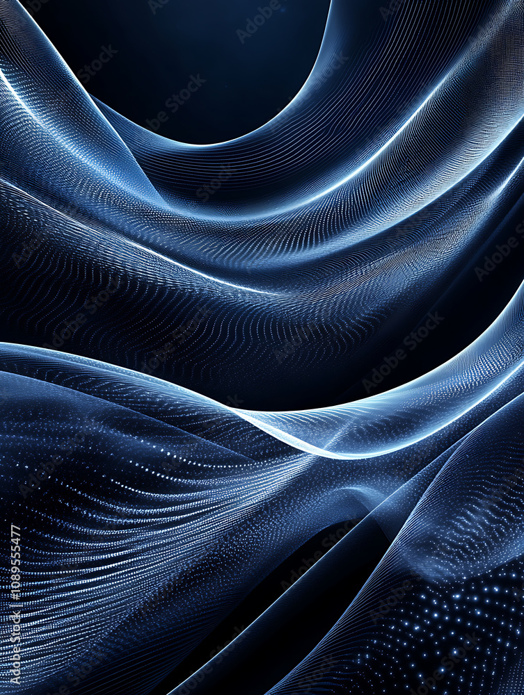 Poster professional abstract background design featuring flowing blue waves, creating sense of depth and mo