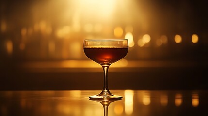 A cinematic, dark elegance shot of a liqueur glass filled with deep, dark liquid, set against a shadowy background, illuminated by a faint rim light that creates a soft, glowing edge,