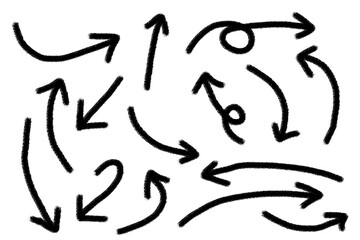 Isolated vector arrows, hand drawn on a white background