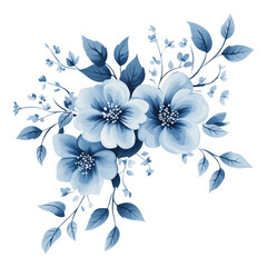 PNG Delicate blue floral design with blooms