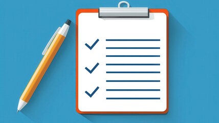 A clipboard with checked items and a pen, symbolizing task completion and organization.