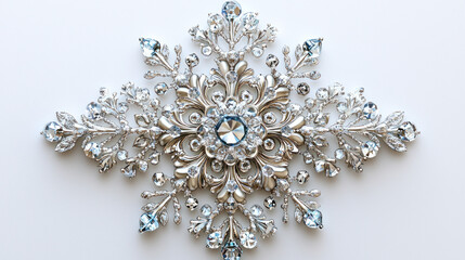 Fototapeta premium Sparkling Silver Blue Crystal Snowflake Ornament Festive Holiday Decoration