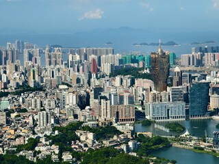 Obraz premium The panorama view of Macau, China. Hong kong-Zhuhai-Macau Bridge.