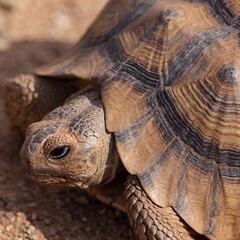 Detailed macro of a desert tortoise's rough, scaly skin.