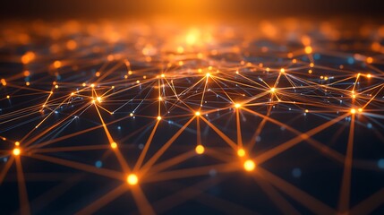Abstract Network Glowing Lines And Nodes