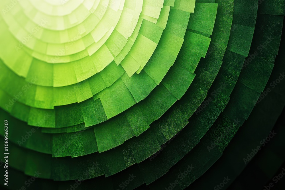 Poster abstract green circular pattern of textured squares