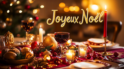 Elegant Christmas Dinners Featuring Joyeux Noël in Golden Script