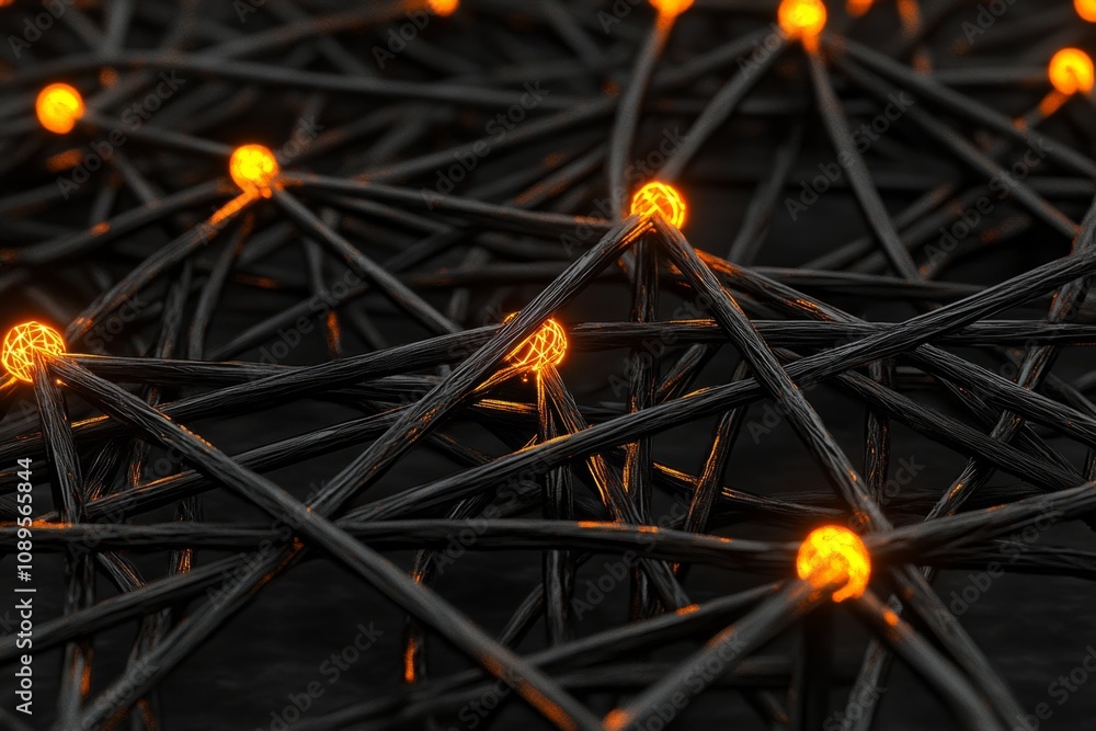 Poster Ajax concept visualized in a Gothic theme, with dark tones and glowing lines representing real-time data interactions