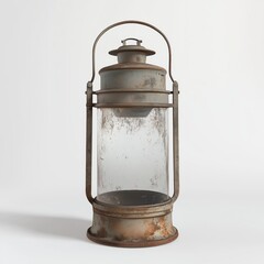 Weathered Outdoor Lantern with Clear Glass Game Art Concept Isolated on White Background