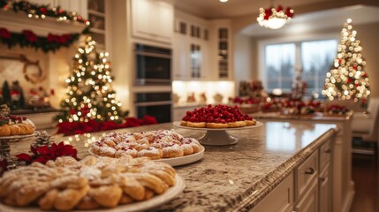 Fototapeta premium Festive Christmas Kitchen Featuring Delicious Baked Treats