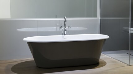 Fototapeta premium A bathroom with a walk-in shower and bathtub, perfect for everyday use or relaxation