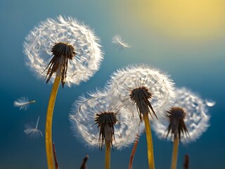 Obraz premium Dandelion Seeds White Flower Heads Summer Nature