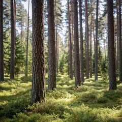 Fototapeta premium a vertical shot of a pine tree forest in a daytime