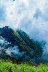 Majestic mountain landscape foggy weather nature photography high altitude scenic viewpoint tranquil environment
