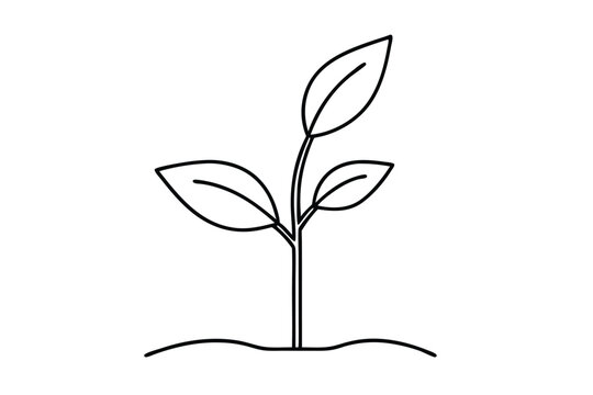 black outline plant growing from soil clip art preview