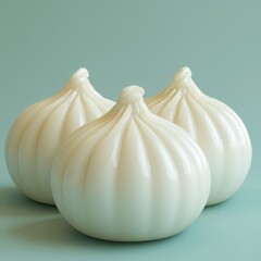 Obraz premium Elegant Dumpling Trio: A Minimalist Food Art Composition