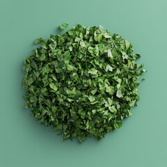 Obraz premium Vibrant Green Leaves Arrangement on Mint Background