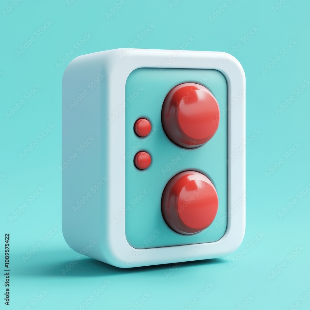 Poster retro video game controller on teal background