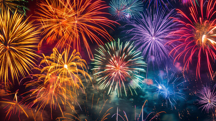 Burst of Vibrant Fireworks