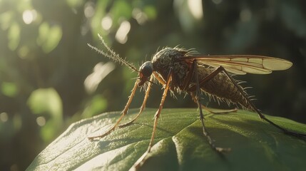 Insect Resting on Leaf in Jungle with Natural Lighting