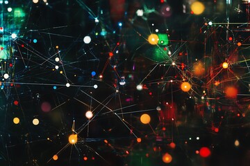 Abstract abstract interconnected nodes and circuits symbolizing technology