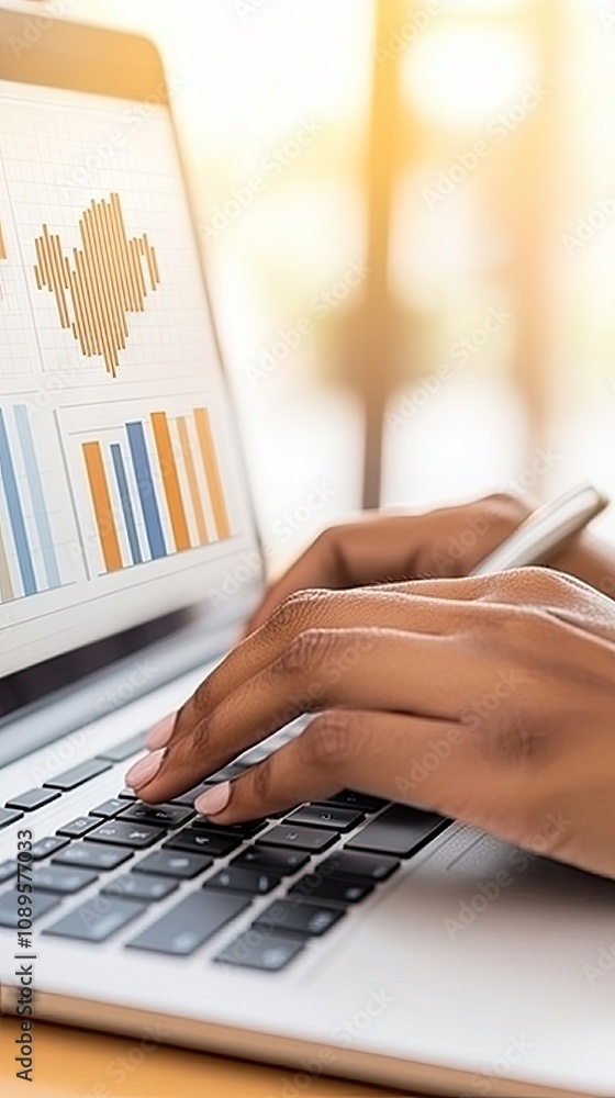 Poster meticulous analysis of data trends and insights in a modern office environment with advanced technol