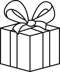 Elegant Gift Box with Ribbon Bow - Versatile Vector Illustration for Celebratory Events and Festive Themes, New year gift. 
