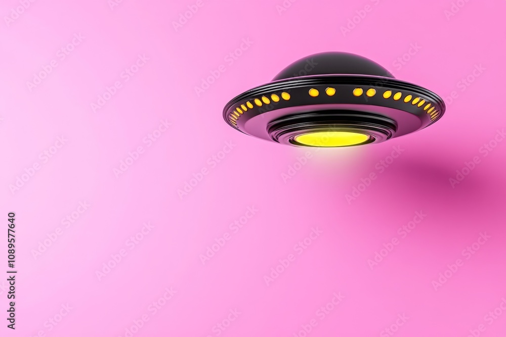 Leinwandbilder alien spacecraft as a clean, circular shape with a glowing center hovering over a solid color backgr
