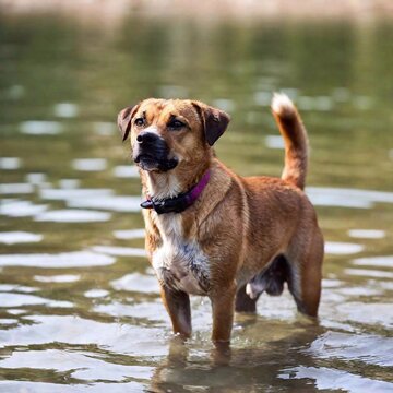 malinua dog siting in the water