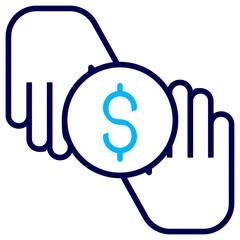 Dollar Donation Coin Outline Color icon