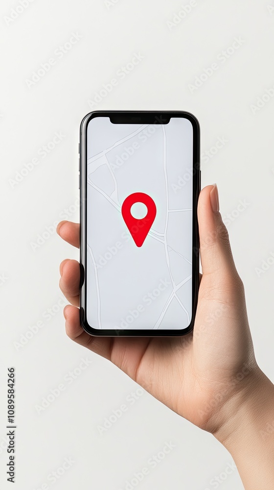 Aufkleber exploring new destinations with a mobile map and location marker in hand for your next adventure
