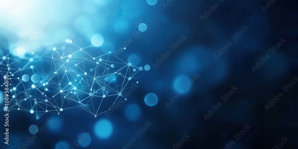 Aufkleber abstract digital network background with glowing blue lines and turquoise dots on dark backdrop symb