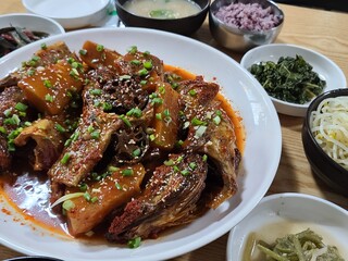 Korean food. Spicy braised pollack