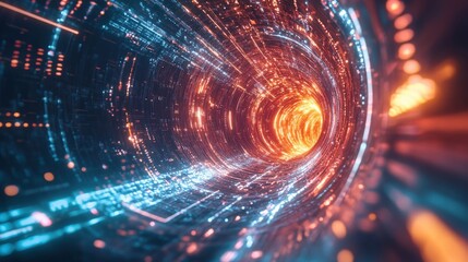 Obraz premium Abstract Tunnel of Light and Data