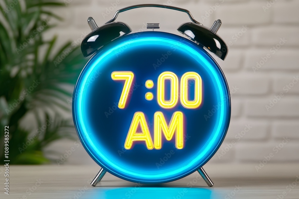Poster clock alarm in a modern digital design, showing the time 