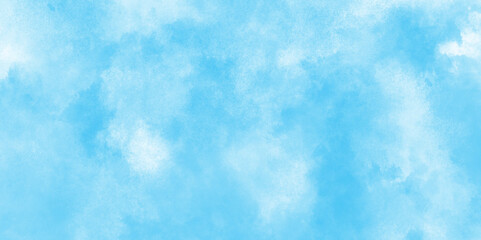 blue cloudy watercolor painting textured design on white paper with tiny clouds, Watercolor illustration art abstract blue color sky blue texture, weather and beautiful nature in the morning of sky.