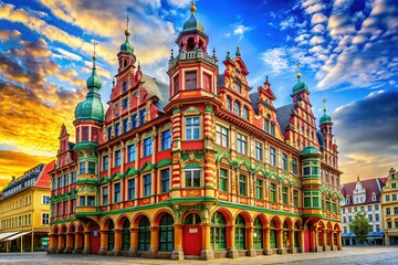 Fototapeta premium Drone captures the majestic architecture of the Gericht.