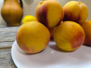 Peaches on a plate. high quality photos