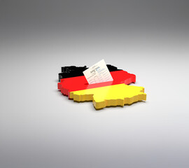 Elections in Germany. A sample ballot paper for the election to the Bundestag in the slit of a...