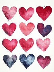 Valentine's day, watercolor illustration in the form of hearts pattern. Heart element design for Valentine's Day