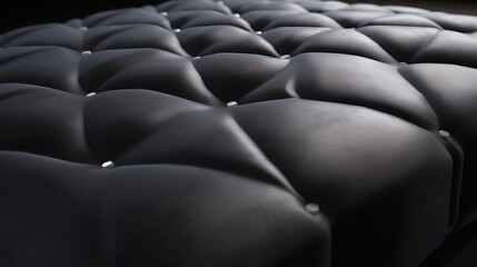 Obraz premium Black Leather Upholstery Button Tufted Detail Texture