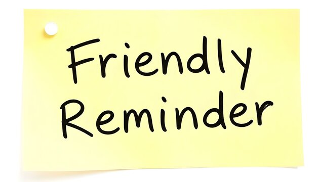 Friendly Reminder sticky note isolated on a white background
